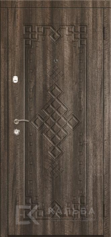 Фото «Входная стальная дверь темный дуб орех с арочным зеркалом №52»