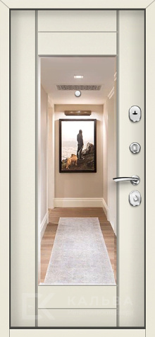 Фото №2 «Стальная дверь дуб светлый с зеркальной панелью и МДФ №48»