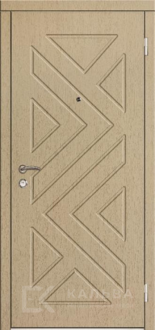 Фото «Железная дверь песочная геометрия со стеклянной вставкой венге №55»