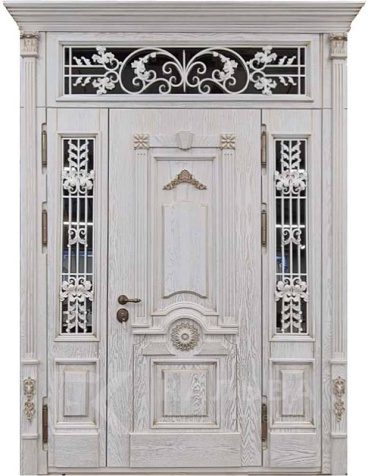 Фото «Стальная светлая с кованой фрамугой и остеклением для частного дома №415»