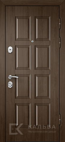 Фото «Входная дверь тёмный орех снаружи внутри светлый дуб геометрия №372»