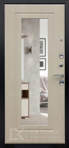 Фото №2 «Стальная дверь шоколад внутри дуб белёный с зеркальной вставкой №66»