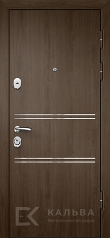 Фото «Металлическая дверь тёмный дуб с белой панелью и зеркалом №58»