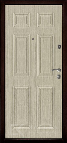 Фото №2 «Стальная дверь коричневый антик снаружи светлая филёнчатая МДФ №16»