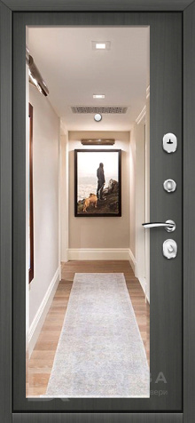 Фото №2 «Входная дверь с зеркалом и белой МДФ классика для квартиры №47»